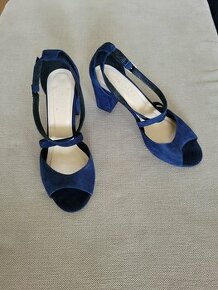 Společenské sandálky sametové tm. modré, 39