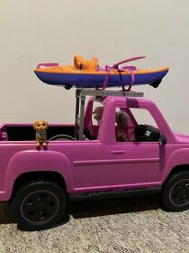 Barbie set camping auto s kajakem a pejskem