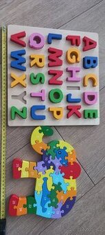 Drevene puzzle - slon a abeceda