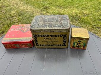 Sbírka retro obalů,plechových starožitných krabiček