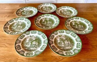 Staré nepoužité anglické jídelní talíře mělké