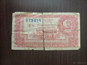Bankovka Československo 5 korun