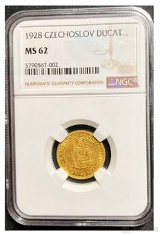 Svatováclavský dukát 1928, certifikace NGC MS 62