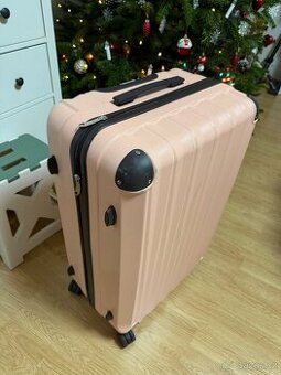 Růzový cestovní kufr (M), cca 75L