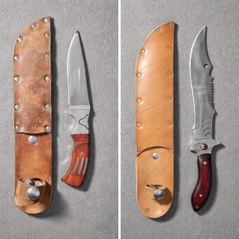 Sada kvalitních nožů s ručně vyrobenými pouzdry