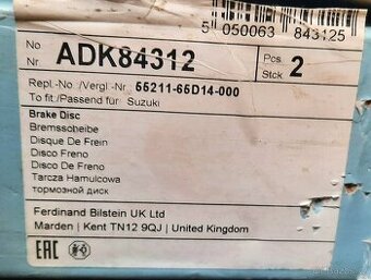 Brzdové kotouče BLUE PRINT ADK84312 / SUZUKI VITARA