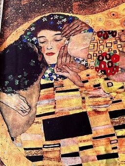 Nádherná hedvábná oboustranná šála Gustav Klimt - polibek