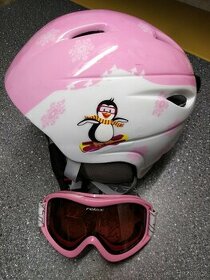 Dívčí lyžařská helma s brýlemi, růžová - 1
