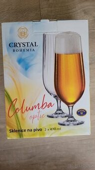 Crystal Bohemia Columba optic Sklenice na pivo 2x470ml NOVÉ