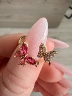 Nový nastavitelný prsten zlatý motýlek