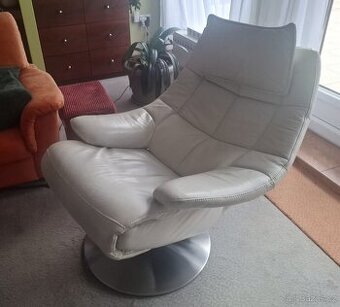 Polohovací kožené křeslo zn.Hukla