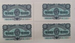 3koruny Československé 1953, 1961 UNC