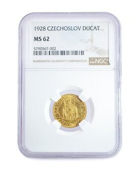Svatováclavský dukát 1928, certifikace NGC MS 62