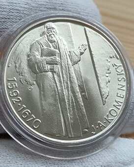 Stříbrná pamětní mince 500kčs Jan Ámos Komenský 1992 sbírkov