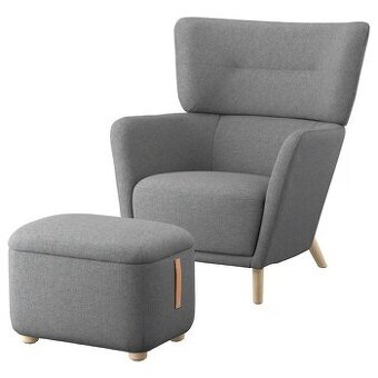 Ikea OSKARSHAMN Křeslo ušák s podnožkou