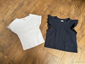 Dvě dívčí trička Lindex a Reserved, vel. 122/128 cm