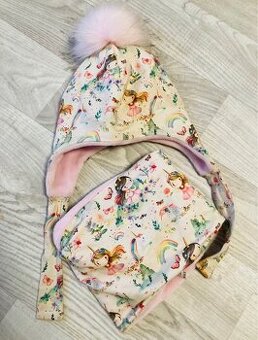 Zimní čepice s nákrčníkem - set