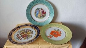 RETRO SADA TŘÍ VELKÝCH PLYTKÝCH TALÍŘŮ