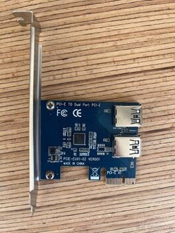 PCIE-EUX1-02 PCIE 1 to 2 Slots Riser Card Adapter USB 3.0