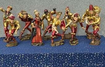 Souprava všech 10 soch Moriskentänzer velké dřevěné