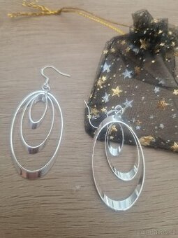 Nové dámské stříbrné náušnice kruhové 925 oválné 3v1 visací