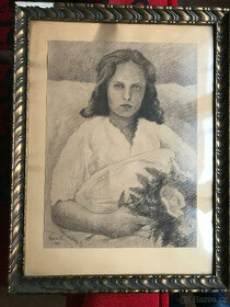 Obraz "Portrét dívky", František Pospíšil