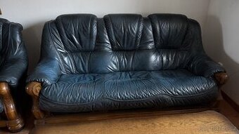 Sedací souprava 3 + 1 + 1 -  kožená a konferenční stolek