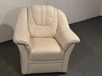 KRÁSNÉ KOŽENÉ BÍLÉ KŘESLO PRAVÁ KŮŽE