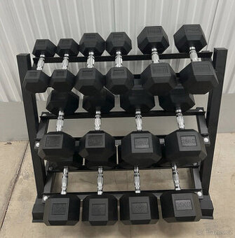 jednoruční činky sada 280kg HEXA (5-35kg) + STOJAN