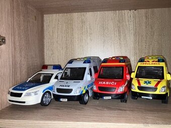 Záchrané složky, policajti, sanitka, hasiči