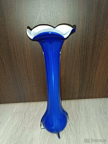 Váza skleněná modrá vysoká 40cm