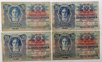 Zwanzig Kronen,20korun Rakouské Německo 1913 oběh