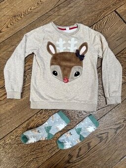 Dětská vánoční mikina H&M s ponožkami, vel. 122/128 cm