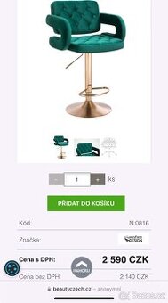 Barová židle sametová úplně nová