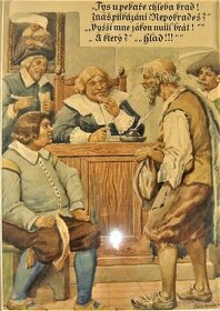 Akad.mal. arch.Láďa Novák ZE SOUDNÍ SÍNĚ orig.vel.malba