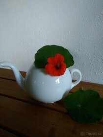 Stará, bílá konvice k dekoraci na chalupu