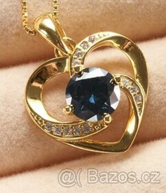 Zlatý Náhrdelník srdce s diamantem moissanitem šedý 1 ct.