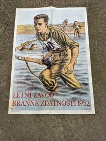 Starý plakát - branné závody 1952 - 1