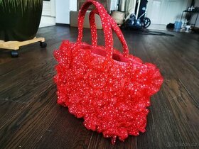 Letní slaměná  roztomilá červená kabelka