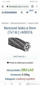 Nerezové lanko 3mm 7x7 AISI 316 ...