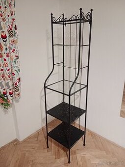 Regál, černý 42x176 cm sklo/ocel
