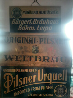 Pivní sklo sklenice půllitry tretinky cedule lahve 01