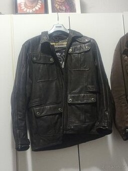 Nová hnědá kožená moto bunda pánská GUNs XL