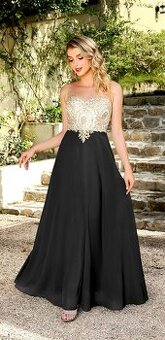 Plesové šaty se zlatým zdobením