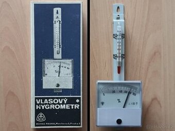 Vlasový hygrometr - analogový vlhkoměr historický