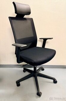 černá kancelářská židle s podhlavníkem - 2 ks