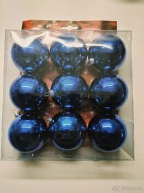 Vánoční baňky, modré, 7 cm, balení 9 ks