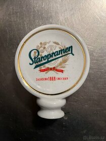 Staropramen - retro pivní porcelánové logo na pípu