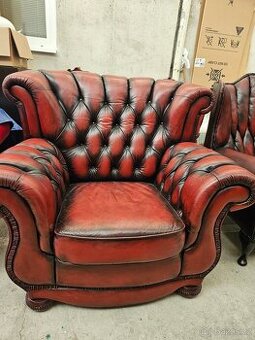CHESTERFIELD ŠTÝL,KOŽENÉ MASÍVNE KRESLO