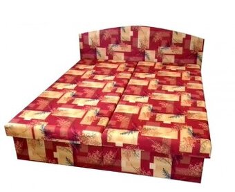 Dvoulůžková postel, s čalouněným čelem a ůložným prostorem..